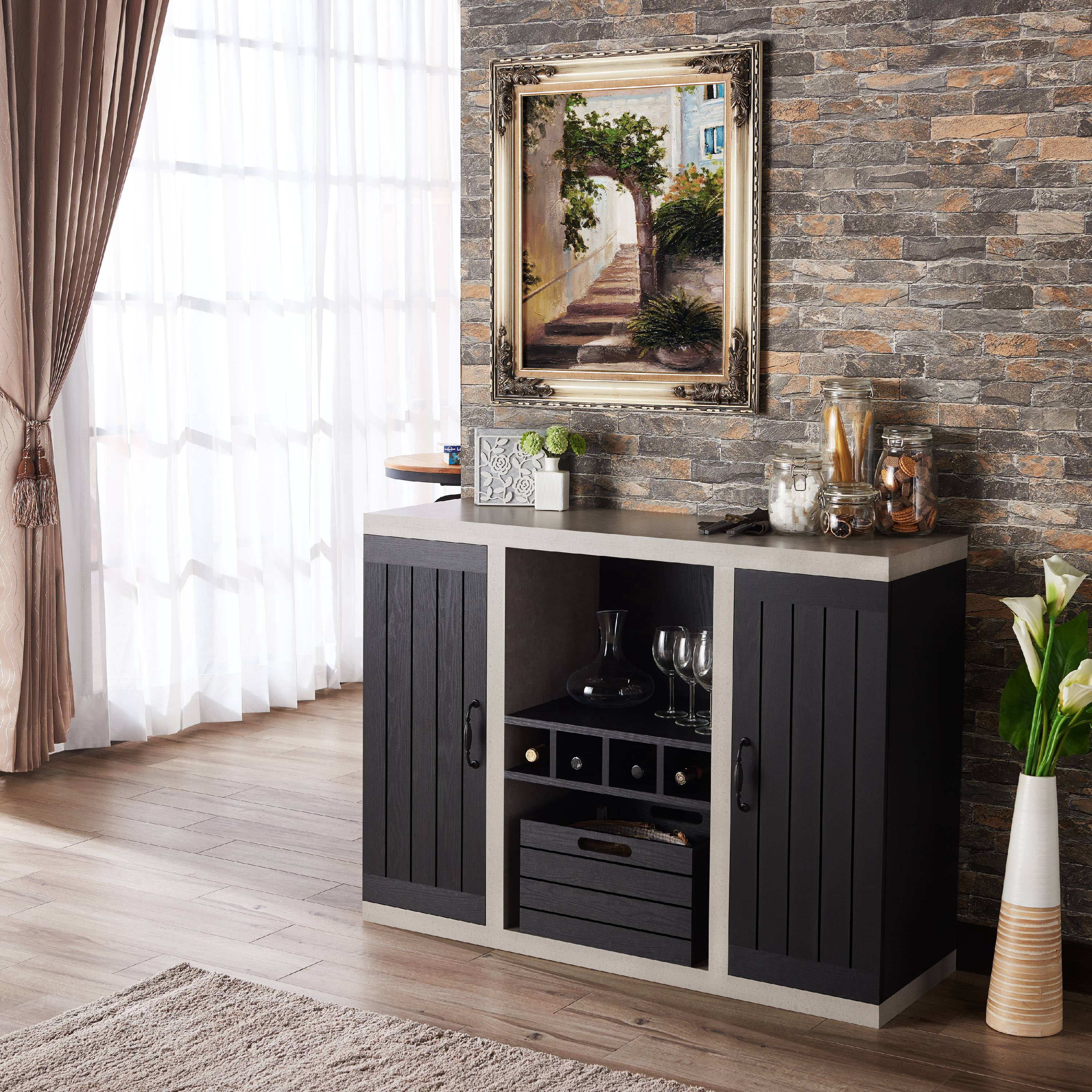 Furniture of America Danyle Industrial Two-Toned Black Buffet Sideboard