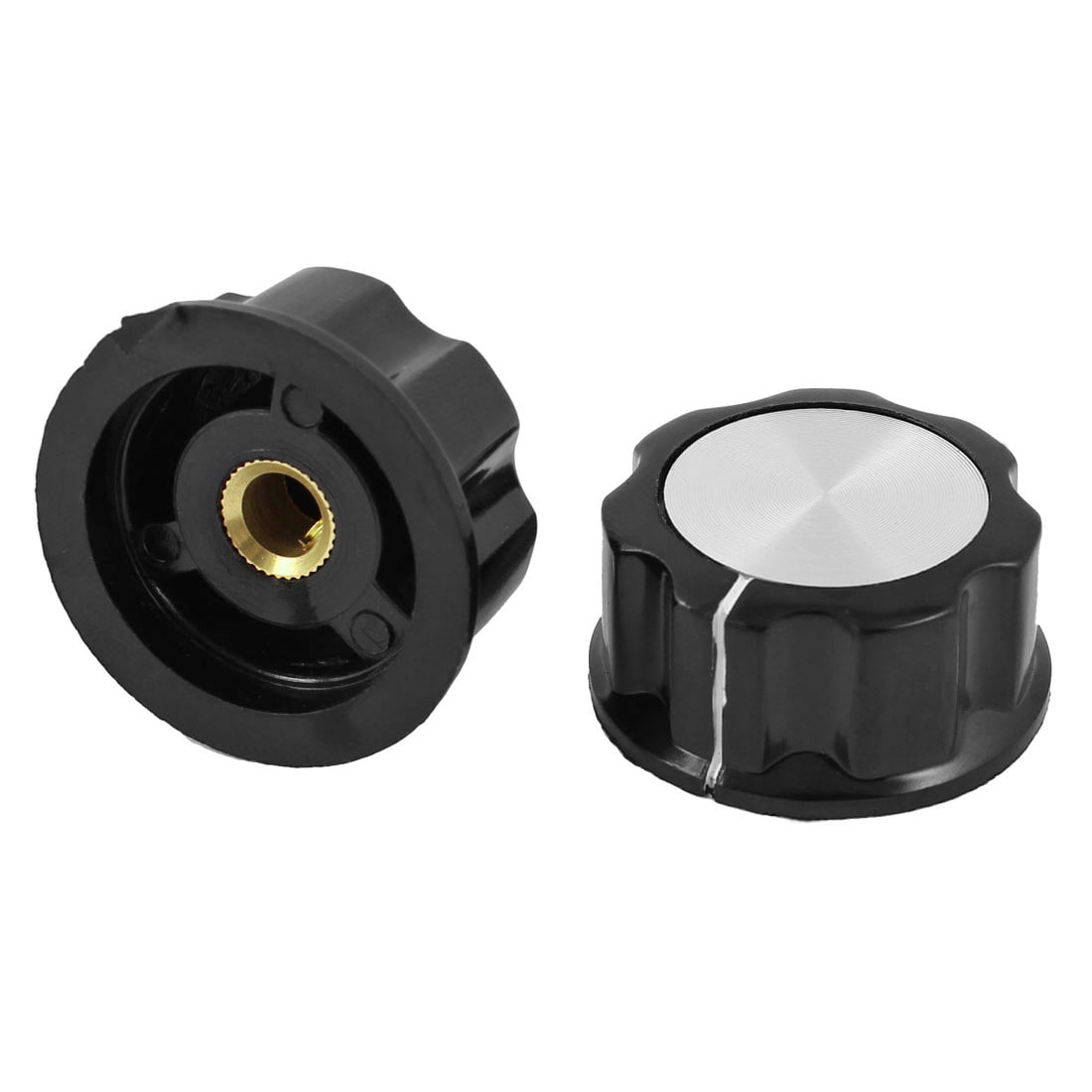 uxcell 50Pcs 6mm Insert Shaft 15x17mm Plastic Potentiometer Rotary Knob Pots Black,White