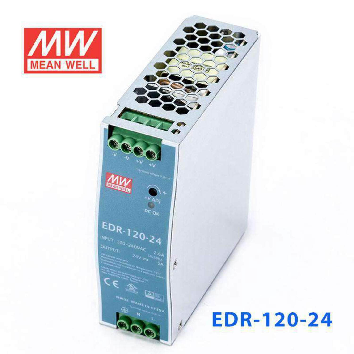 Mean Well EDR-120-24 Single Output Industrial Power Supply 120W 24V - DIN Rail