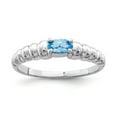 thumbnail image 1 of Solid 14k White Gold 5x3 Oval Gemstone Ring Band with CZ Cubic Zirconia Size 7.5 (Width = 2mm ), 1 of 3