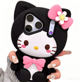 thumbnail image 2 of 3D Stereo Sitting KT Cat Silicone Phone Case for iPhone 17 16 15 14 13 12 Pro Max , Cute Cartoon Bow Flower Shockproof Soft Protective Cover, Kawaii Girly Anti-Drop Phone Shell for Girls Women, 2 of 6