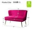 thumbnail image 6 of Tina's Home Velvet Upholstered Loveseat Sofa with Gold Metal Legs, Living Room Chair Upholstered Tufted Back Hallway Lobby Home Bedroom Fuchsia, 6 of 9
