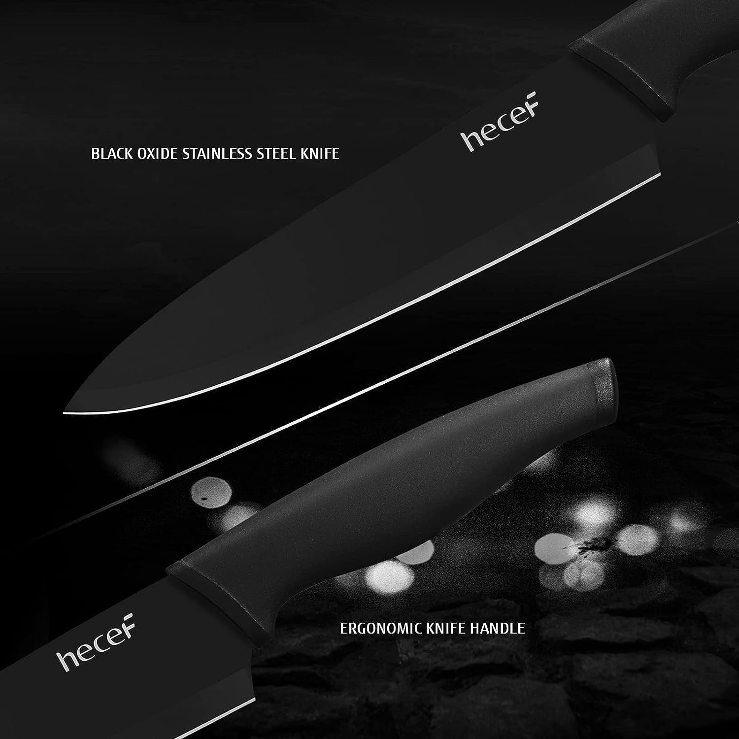 Kibhous 6 Pcs Kitchen Knife Set, Professional Kitchen Chef's Knives Set with Ultra Sharp Stainless Steel Blades and Nonstick Granite Coating, Easy