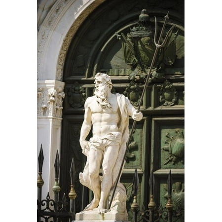Neptune statue at the entrance to the Arsenal, Venice, Veneto, Italy Print Wall Art By Russ