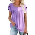 thumbnail image 1 of Fiudx Ropa de Mujer Camiseta Holgada de Manga Corta Plisada Estampada para Mujer, 1 of 5