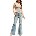 thumbnail image 2 of Top sin tirantes para mujeres, casual de verano, tejido, crop, color caqui claro, 2 of 6