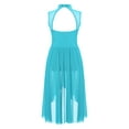 thumbnail image 4 of iEFiEL Kids Girls Modern Lyrical Dance Leotard Dress Sleeveless Rhinestone High-Low Hem Dancewear Modern Contemporary Dance Dress Turquoise 14, 4 of 7