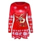 thumbnail image 4 of Vestido de manga larga con estampado de Papá Noel de Navidad con cuello redondo a la moda para mujer Pompotops hdfakjf1118, 4 of 5