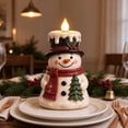 thumbnail image 2 of Christmas Candle Holder, Resin Xmas Snowman Figurine Tealight Stand for Table Mantel Shelf, 2 of 7