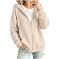 thumbnail image 5 of Womens Zip Up Hoodies Pullover Sweaters Fleece Zip Up Women Zip-Up Hoodie Soft Full Zip Hoodie Cardigan Sweaters Hoodies for Women Long Sleeve Shirts Women's Hoodies Pullover Khaki 3XL, 5 of 9