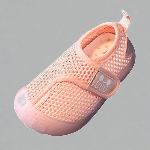 Krdevn Baby Mesh -On Sneakers, Adjustable Hook and Loop Strap, Breathable Soft Sole First Walking Shoes for Spring & Summer,Sizes 7