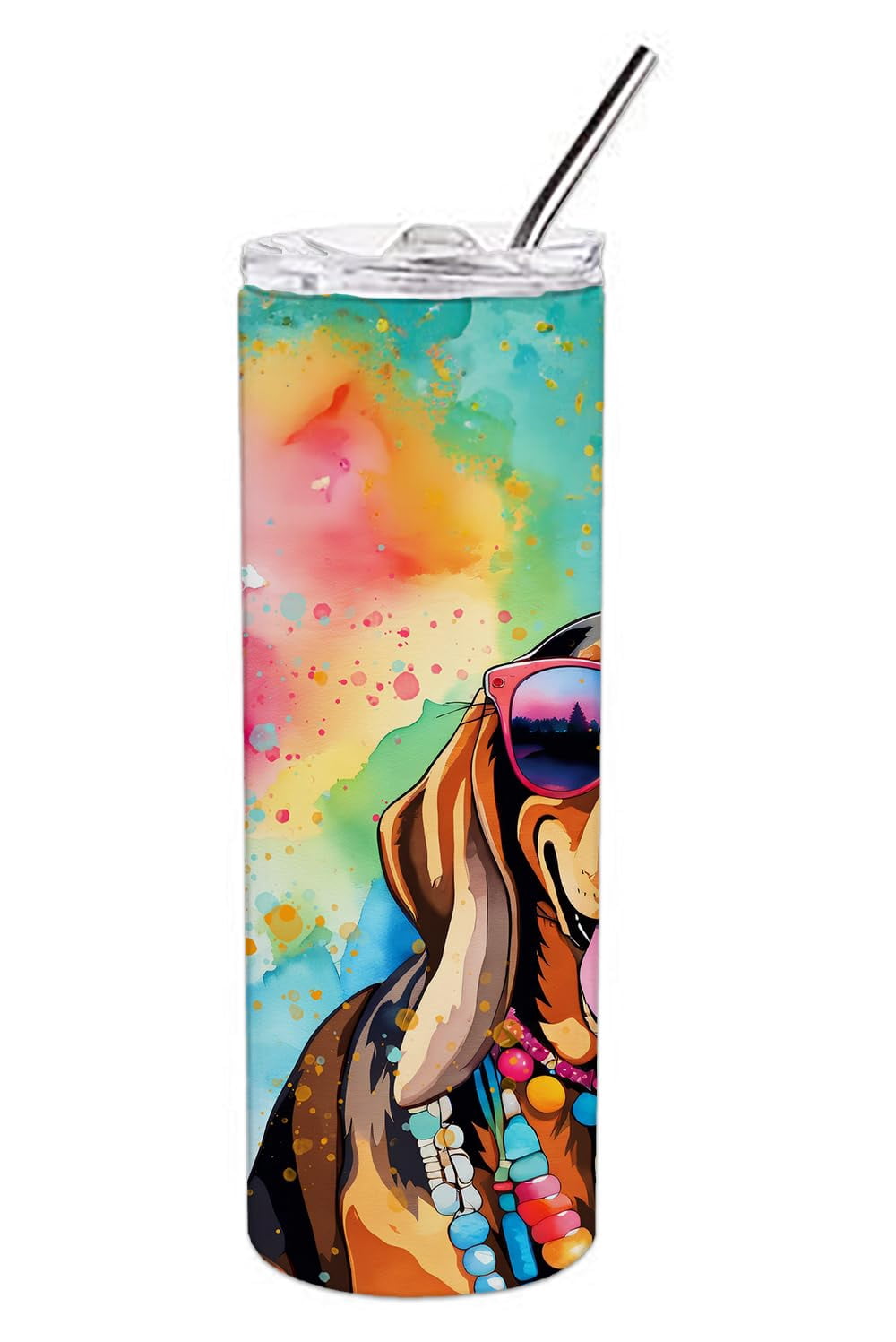 Doberman Pinscher Hippie Dawg Stainless Steel Skinny Tumbler 3 in x 8.25 in