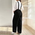 thumbnail image 5 of breaise Women's Maternity Jumpsuits Loose Fit Adjustable Strap Overalls Pregnancy Wide Leg Corduroy Romper with Pockets L Black, 5 of 7