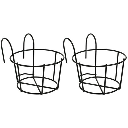 

2Pcs Bonsai Hanging Basket Flowerpot Holder Iron Art Handrail Stand Flowerpot Bracket with Hooks for Home Office Balcony (Black Small)