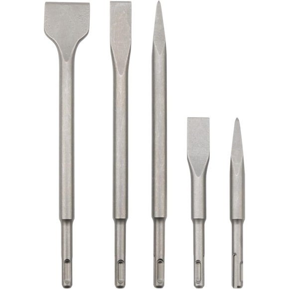 UTAH-5-Piece SDS Plus Chisel Set, 2 Point Chisel 2 Flat Chisel 1 Big Flat Chisel Electric Hammer Chisel Bit Set for Electric Demolition & Breaker Hammers Drill Tool Set