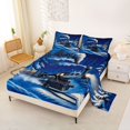 thumbnail image 2 of Manfei Classic Train Bed Sheets,Snowy Pine Trees Full Size Sheets,White Blue,4 Pieces,1 Flat Sheet, 1 Fitted Sheet and 2 Pillowcases, 2 of 6