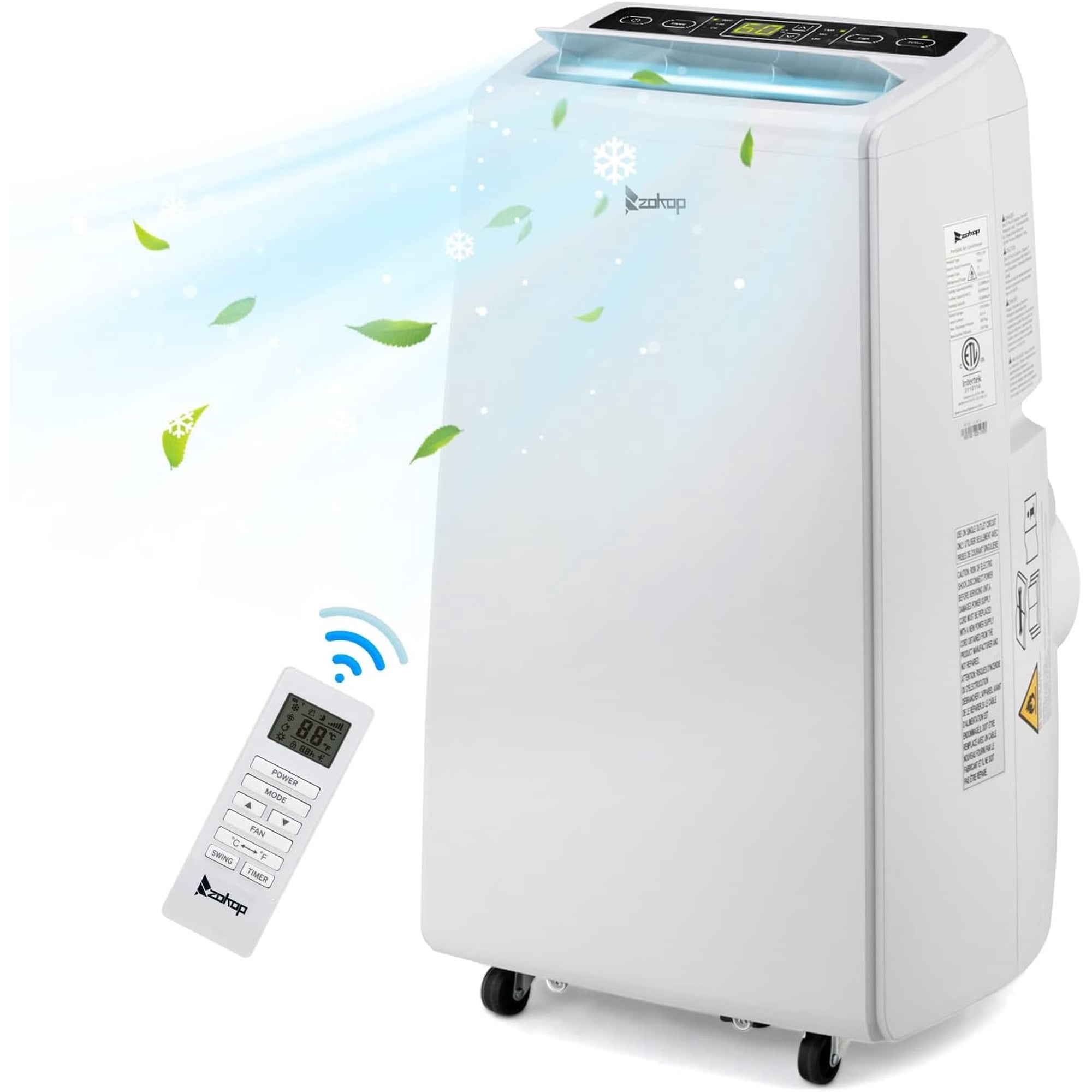 ROVSUN 13,000BTU (ASHARE) 4-in-1 Portable Air Conditioner, Heater,  Dehumidifier, Fan, for Rooms up to 550 Sq Ft. Floor AC with Remote Control  u0026 Rolling Wheels u0026 Window Installation Kit, White - Walmart.com