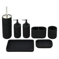 7 Piece Set Black Urban Grid Resin Bathroom Accessories Set
