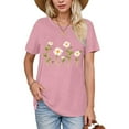 thumbnail image 2 of NAMTYQX Summer Shirts for Women 2025 Loose Fit Printed Short Sleeve Casual Scoop Neck Light Plus Size Muster Soft Summer Blouses for Women 2025 Pink Size XL, 2 of 4