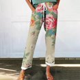 thumbnail image 2 of Casual Pants for Women Autumn Fragrant Linen Vintage Floral Print Pants Perfect for Spring Comfortable Straight Trousers Pants, 2 of 5