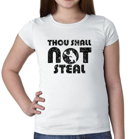 Thou Shall Not Steal Baseball Catcher Graphic Silhouette Girl's Cotton ...