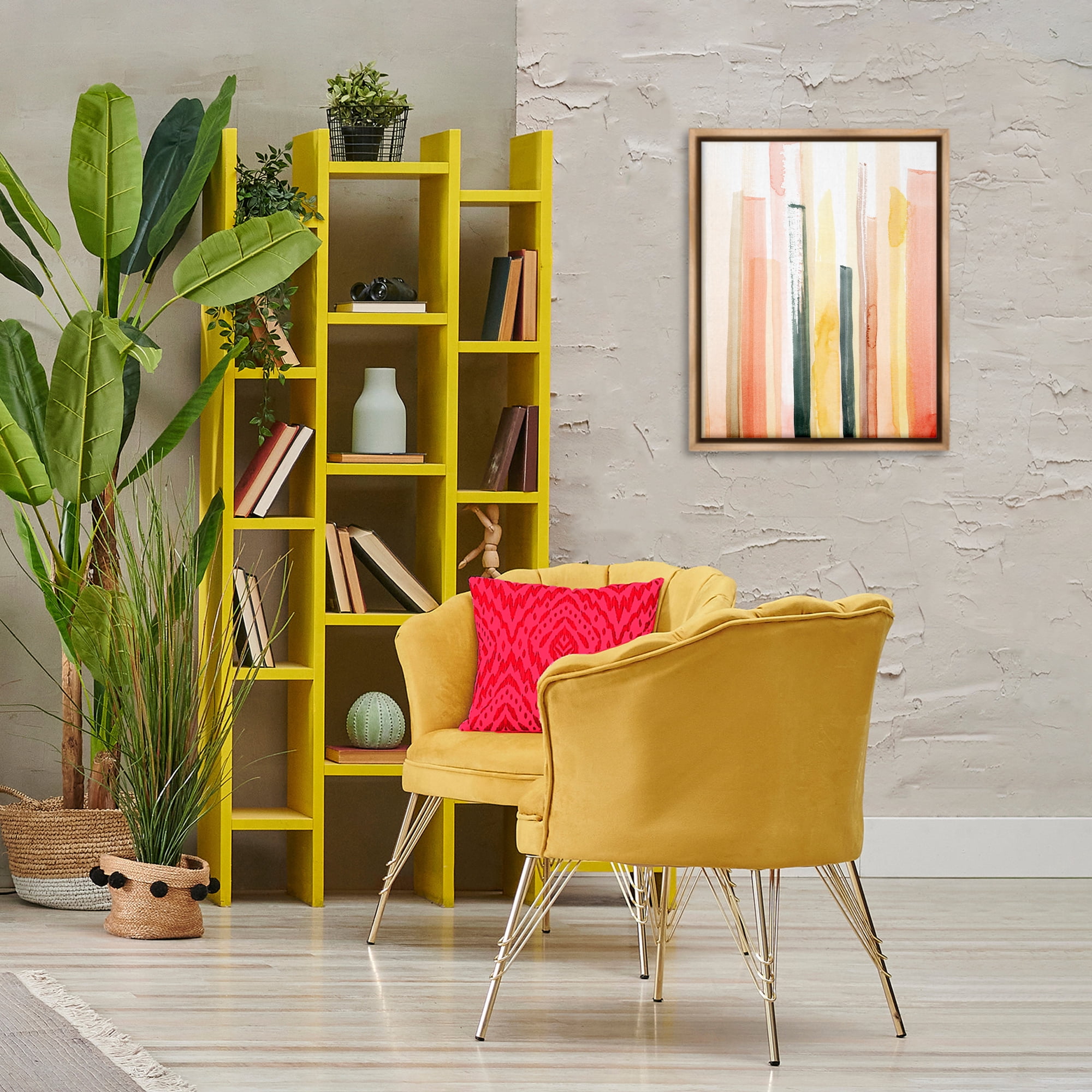 Stupell Industries Coral Reach Watercolor Abstract Painting Brown Floater Framed Canvas Art Print Wall Art, 17 x 21