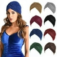 thumbnail image 6 of Soft Stretchable Headbands Hair Loss Turban Cancer Chemo Beanies Head Wrap Women's Hijabs Muslim Hat GREEN, 6 of 8