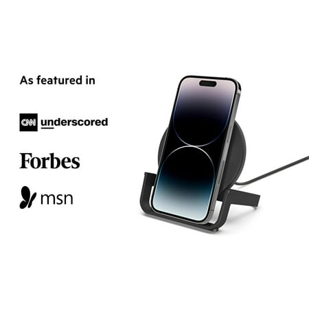 Belkin - 10W Qi-Certified Wireless Charger Stand - Fast Charging for iPhone, Samsung Galaxy - Includes AC Adapter - Black