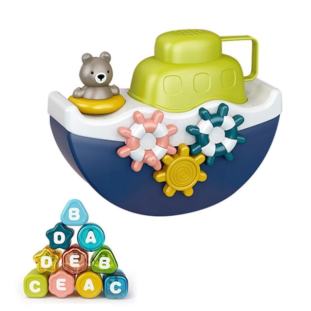 Juguete De Baño Para Bebé, Barco Pirata, Juguete De Baño Para Niños Con Bloques Geométricos De 10 Letras, Juguete Para Bañera Minnieouse FN005852-00