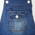 thumbnail image 4 of KIDSCOOL SPACE Girls Denim Overalls,Washed Big Bib Flap Pockets Soft Stretchy,Deep Blue,7-8 Years, 4 of 6