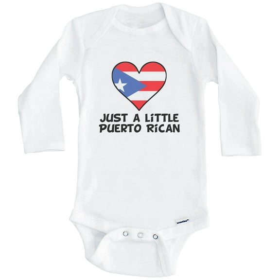 Just A Little Puerto Rican Baby Bodysuit - Funny Puerto Rico Flag Baby Bodysuit (Long Sleeve), 0-3 Months White