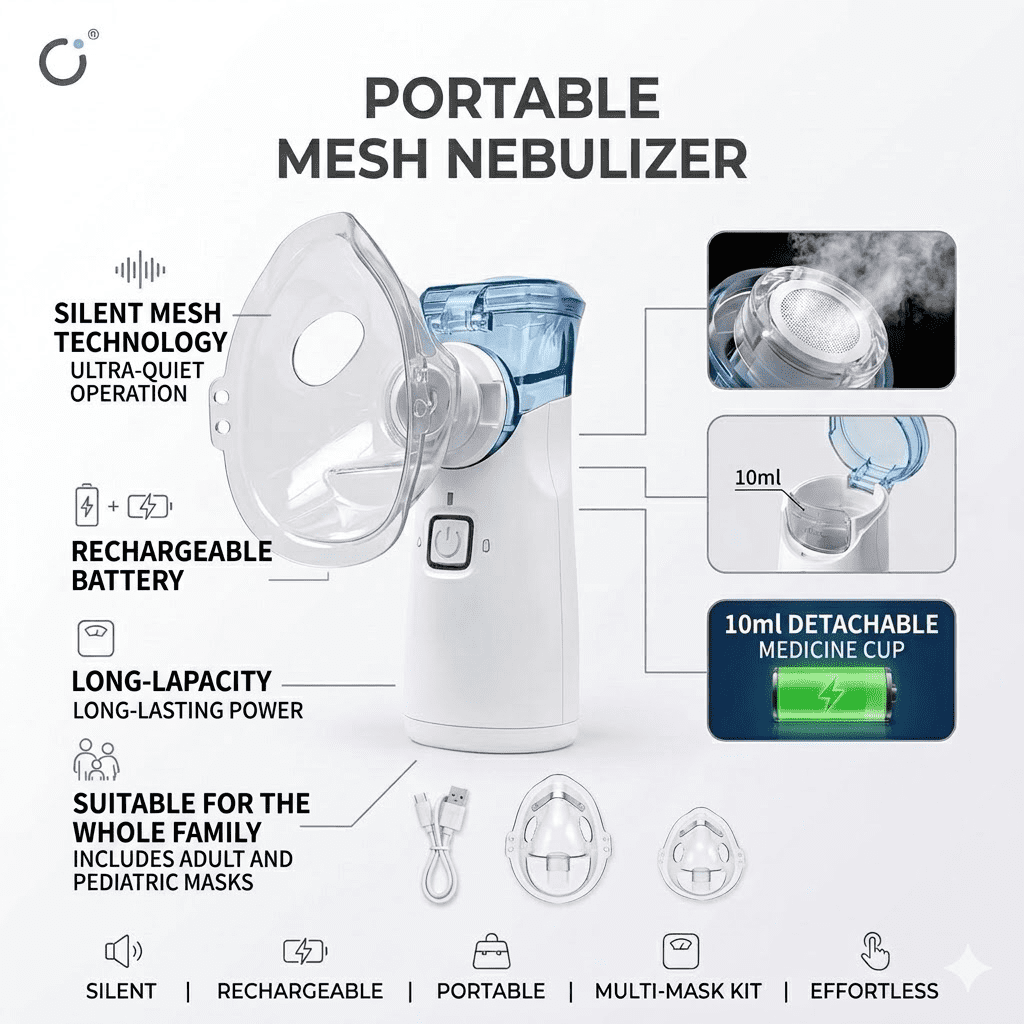 LYMAYTER® Portable Humidifier USB/Battery Portable Handheld Compressor Steam Inhaler
