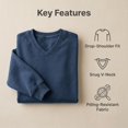 thumbnail image 6 of Zylanna Men's Big & Tall Long Sleeve Sweatshirt, V-Neck Solid Color Fall and Winter Loose Fit Casual Pullover Tops for Daily Wear Navy, 6 of 9