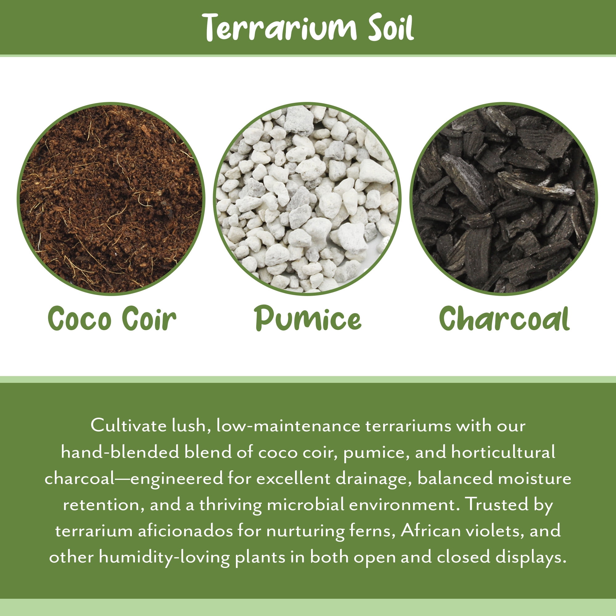Terrarium Potting Soil Mix (8 Quarts), w/ Blended Filtering Charcoal Custom Made for Terrariums