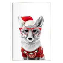 Stupell Industries Fox in Holiday Clothes Holiday Painting Unframed Art Print Wall Art, 13 x 19