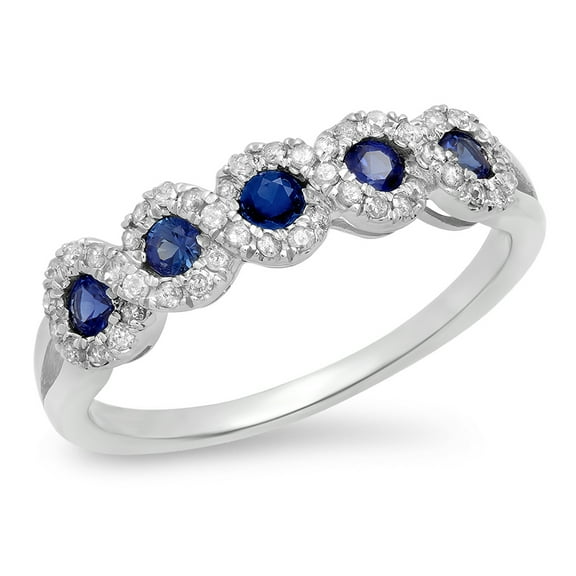Dazzlingrock Collection 10K White Diamond & Blue Sapphire Bridal Wedding Band, White Gold