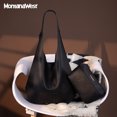 thumbnail image 3 of Montana West Hobo Bags Purse for Women Ultra Soft Foldable Shoulder Slouchy Handbags with Cosmetic bag, Black, 3 of 7