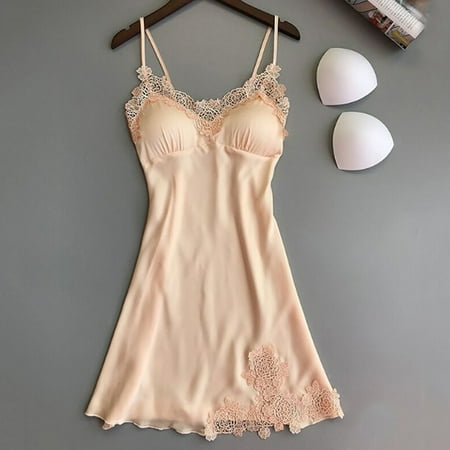 

(Beige XL) Women Sexy Lingerie Silk Lace Robe Dress Babydoll Nightdress Nightgown Sleepwear