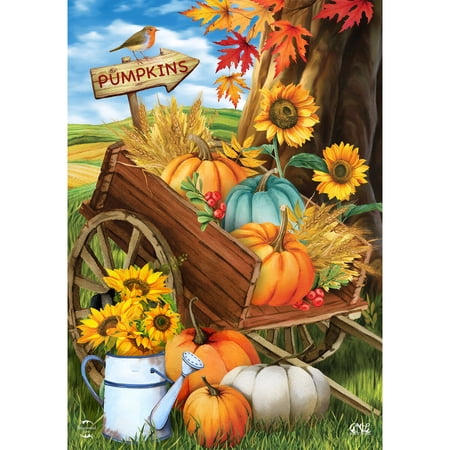 Briarwood Lane Fall Garden Flag 12x18 For Outdoor Pumpkin Cart For Fall Garden Flag Flags For Outside