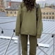 thumbnail image 5 of Conjunto de chándal para mujer, sudadera y pantalón cálidos de invierno, sudadera holgada de manga larga con bolsillo, ideal para deportes, yoga, viajes, compras, uso diario, gris M, 5 of 5