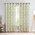 thumbnail image 5 of JINCHAN Linen Floral Printed Curtains Grommet Top Scroll Medallion Design Drapes Retro Window Curtain 2 Panels for Living Room Green on Beige W50 x L84, 5 of 7