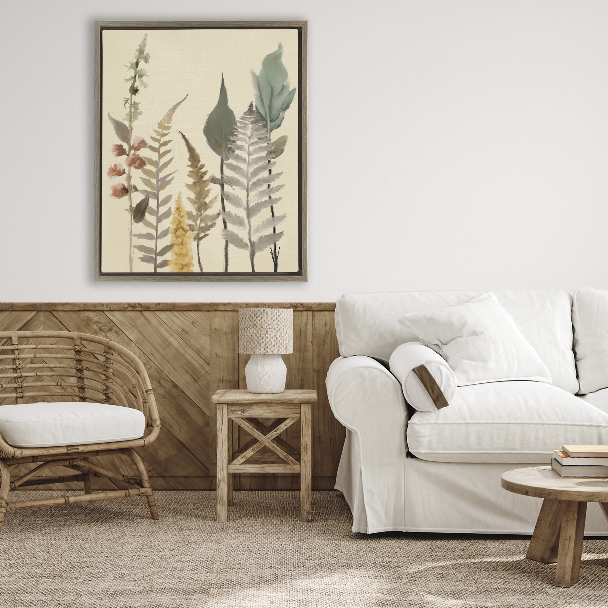 Stupell Industries Fall Botanicals Forest Ferns Brown Framed Floater Canvas Wall Art, design by Elizabeth Medley