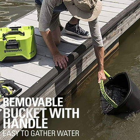 Greenworks - 800 PSI 40-Volt Cordless Bucket Pressure Washer (Battery not Included) - Black/Green