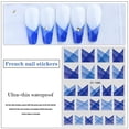 thumbnail image 2 of 6 Sheets 3D French Nail Tip Stickers Decals Self-Adhesive Semi Transparent Gradient Check Pattern Black and White Halo Dyeing Stripe Nails Tips for Women Girls DIY French Nail Tips, 2 of 4