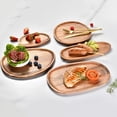 thumbnail image 3 of Wooden Plates Rustic Woven Pattern Wood Appetizer Plates Reusable Unbreakable Wood Serving Plates for Dinner Party Snack Sandwich Dish Finger Food Plate, 3 of 7