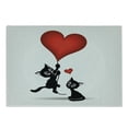 thumbnail image 1 of Valentines Day Cutting Board, Cat Holding Heart Shaped Baloons Romantic Love Themed Illustration, Decorative Tempered Glass Cutting and Serving Board, Small Size, Vermilion Black, by Ambesonne, 1 of 1