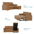 thumbnail image 4 of Home Imports Emporium Reversible L-Shape Sleeper Sectional Sofa with Storage, Modern Convertible Sofa Bed for Living Room Caramel,Air Leather, 4 of 15