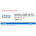 thumbnail image 2 of Head Gasket - Compatible with 2005 - 2006 Chevy Trailblazer EXT 5.3L V8, 2 of 2