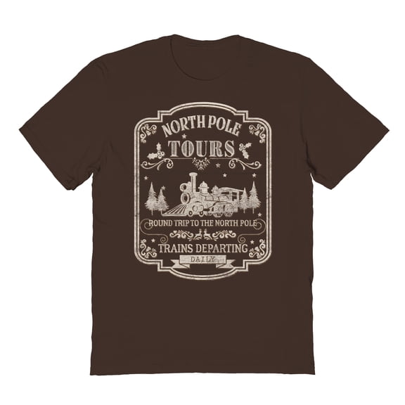 Haywood & Main North Pole Tour Graphic Dark Chocolate Men's Cotton T-Shirt