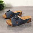 thumbnail image 7 of Bkhluea Women Wedge Slide Sandals Open Toe Flower Decor Slip On Shoes for Summer Daily Walking Casual Outdoor Beach Travel, 7 of 7